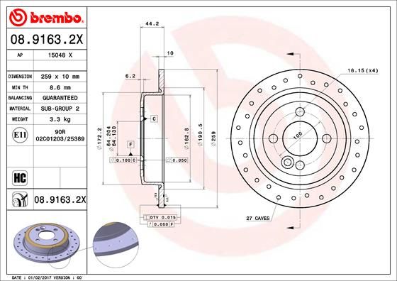 BREMBO Bremsscheibe (08.9163.2X)