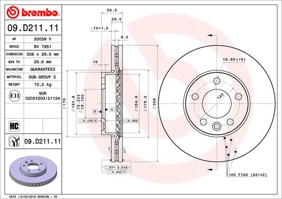 BREMBO Bremsscheibe (09.D211.11)