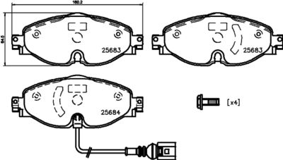 HELLA Bremsbelagsatz, Scheibenbremse (8DB 355 020-191)