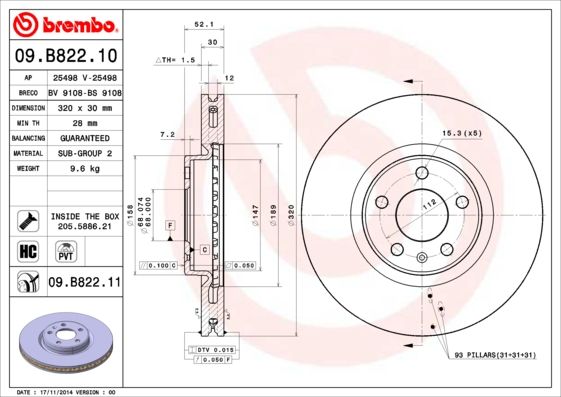 BREMBO Bremsscheibe (09.B822.11)