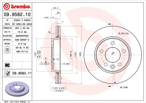 BREMBO Bremsscheibe (09.9582.10)