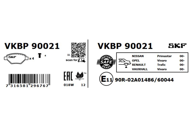 SKF Bremsbelagsatz, Scheibenbremse (VKBP 90021)