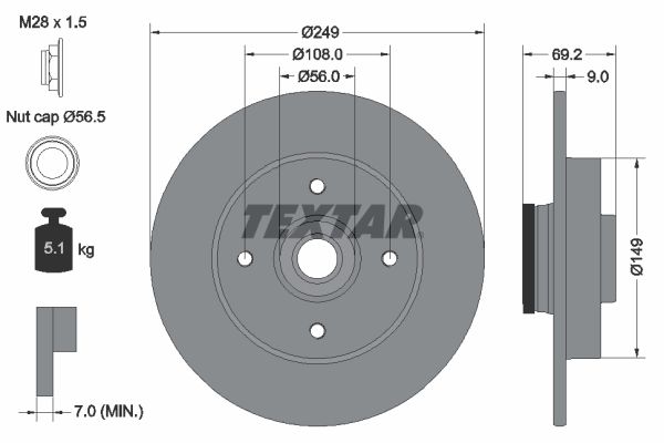 TEXTAR Bremsscheibe (92202103)