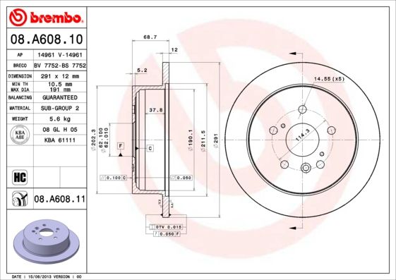 BREMBO Bremsscheibe (08.A608.11)