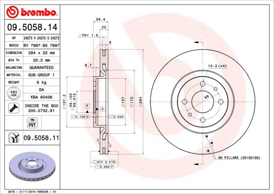 BREMBO Bremsscheibe (09.5058.14)