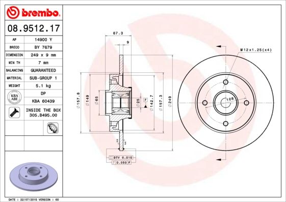 BREMBO Bremsscheibe (08.9512.17)