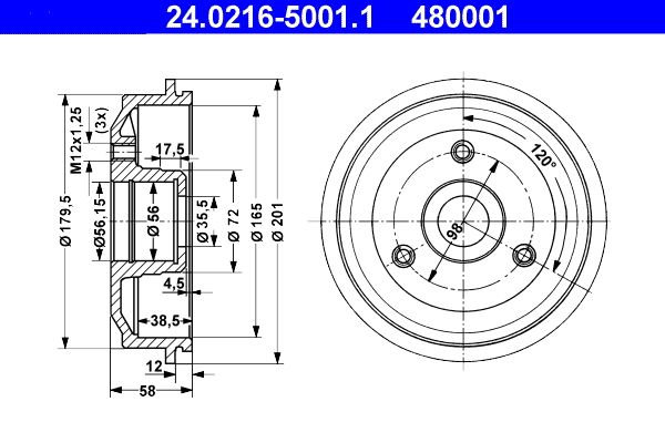 ATE Bremstrommel (24.0216-5001.1)