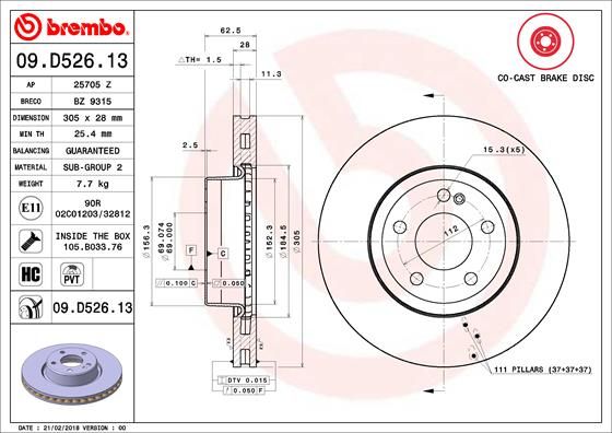 BREMBO Bremsscheibe (09.D526.13)