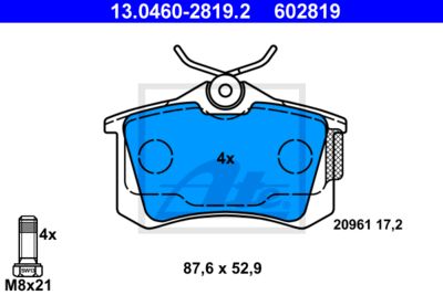 ATE Bremsbelagsatz, Scheibenbremse (13.0460-2819.2)