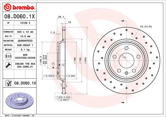 BREMBO Bremsscheibe (08.D060.1X)