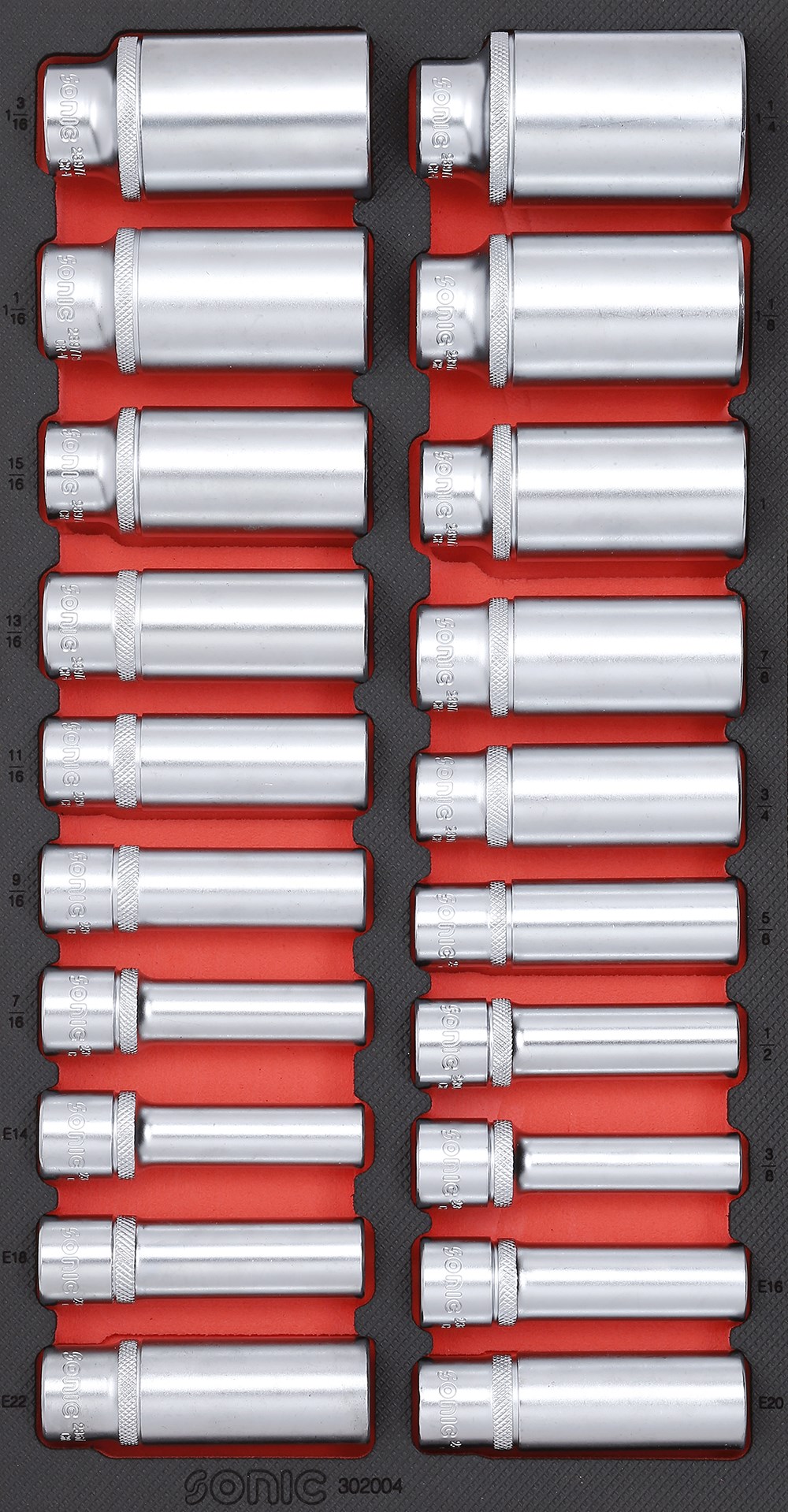 1/3 SFS 1/2'' Nuss-Satz lang (SAE) 20-tlg.