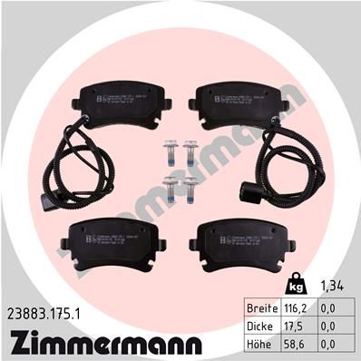 ZIMMERMANN Bremsbelagsatz, Scheibenbremse (23883.175.1)