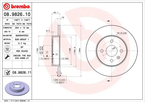 BREMBO Bremsscheibe (08.9826.10)