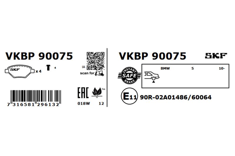 SKF Bremsbelagsatz, Scheibenbremse (VKBP 90075)