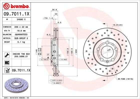 BREMBO Bremsscheibe (09.7011.1X)