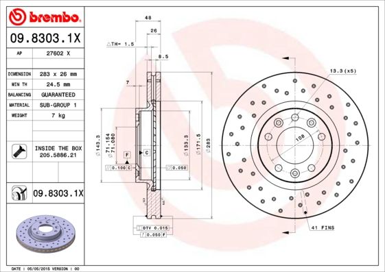 BREMBO Bremsscheibe (09.8303.1X)