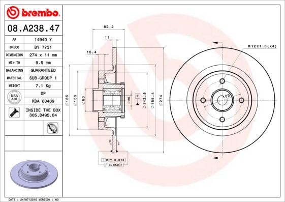 BREMBO Bremsscheibe (08.A238.47)