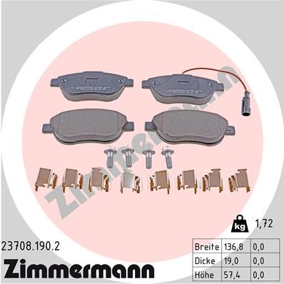 ZIMMERMANN Bremsbelagsatz, Scheibenbremse (23708.190.2)