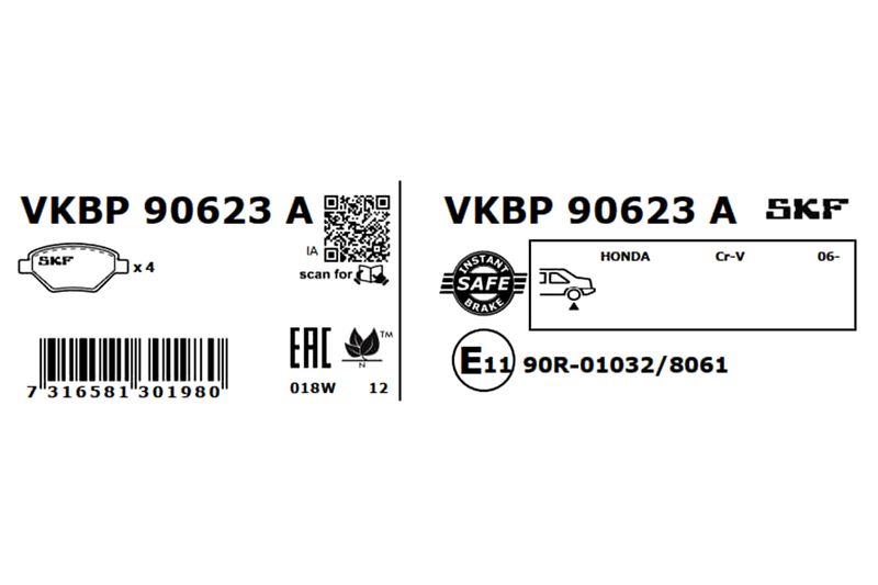 SKF Bremsbelagsatz, Scheibenbremse (VKBP 90623 A)