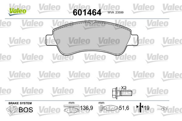 VALEO Bremsbelagsatz, Scheibenbremse (601464)