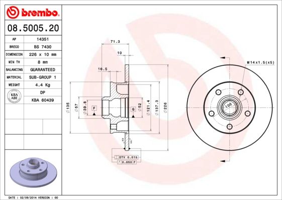 BREMBO Bremsscheibe (08.5005.20)