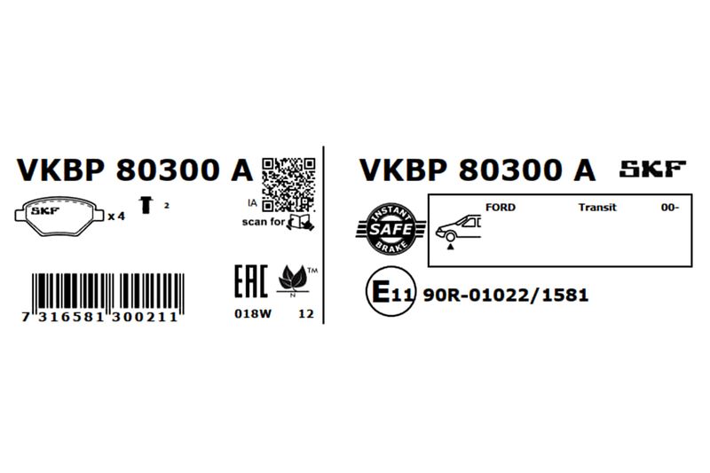 SKF Bremsbelagsatz, Scheibenbremse (VKBP 80300 A)