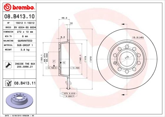 BREMBO Bremsscheibe (08.B413.10)