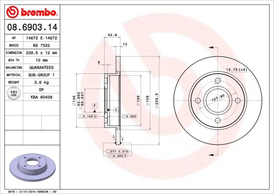 BREMBO Bremsscheibe (08.6903.14)