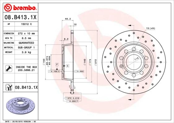 BREMBO Bremsscheibe (08.B413.1X)