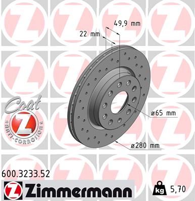 ZIMMERMANN Bremsscheibe (600.3233.52)