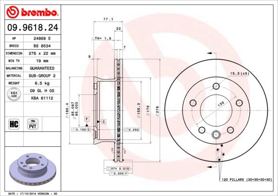 BREMBO Bremsscheibe (09.9618.24)