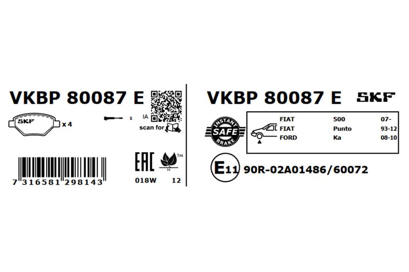 SKF Bremsbelagsatz, Scheibenbremse (VKBP 80087 E)