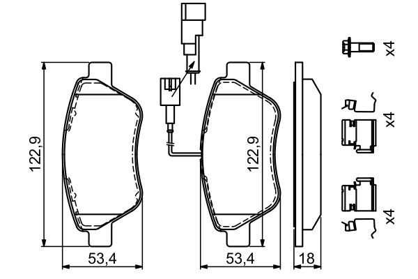 BOSCH Bremsbelagsatz, Scheibenbremse (0 986 494 698)