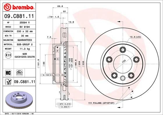 BREMBO Bremsscheibe (09.C881.11)