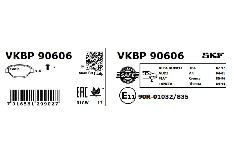 SKF Bremsbelagsatz, Scheibenbremse (VKBP 90606)