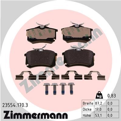 ZIMMERMANN Bremsbelagsatz, Scheibenbremse (23554.170.3)