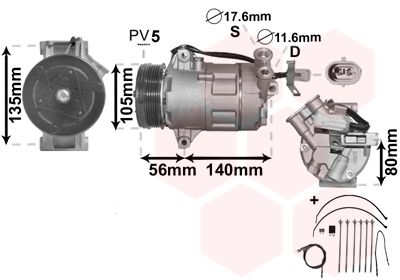 VAN WEZEL Kompressor, Klimaanlage (3700K428)