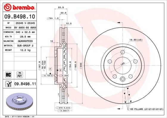 BREMBO Bremsscheibe (09.B498.11)