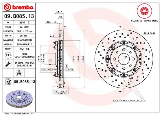 BREMBO Bremsscheibe (09.B085.13)