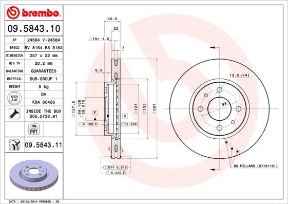 BREMBO Bremsscheibe (09.5843.11)