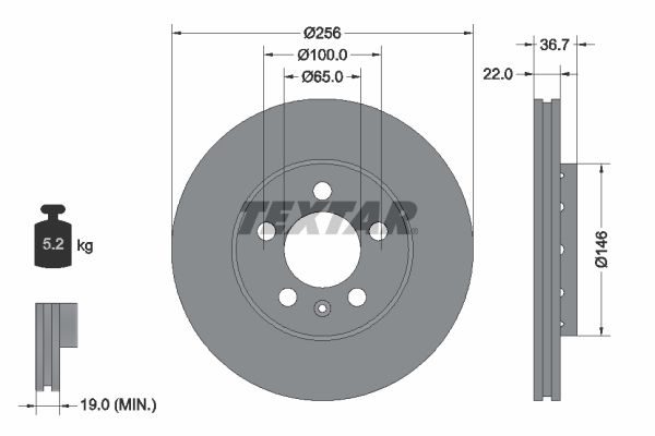 TEXTAR Bremsscheibe (92082205)