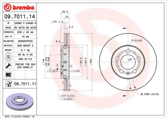 BREMBO Bremsscheibe (09.7011.11)