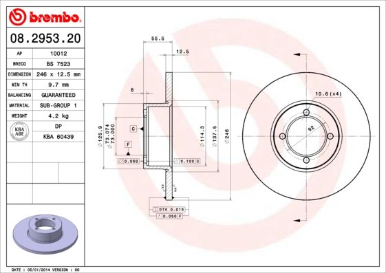 BREMBO Bremsscheibe (08.2953.20)