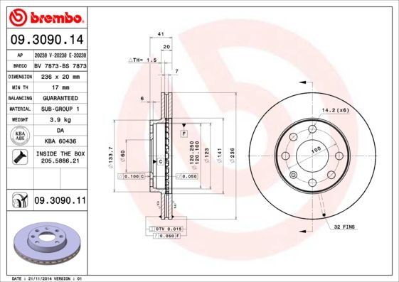 BREMBO Bremsscheibe (09.3090.11)