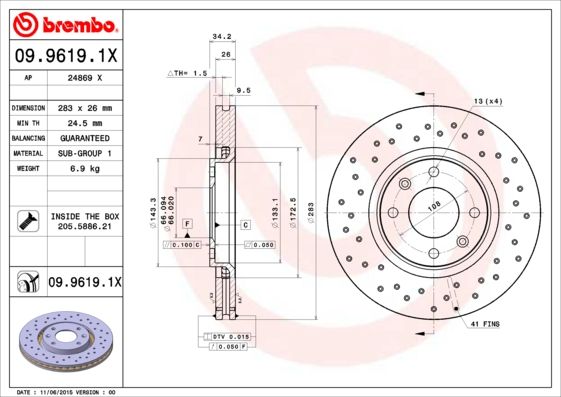 BREMBO Bremsscheibe (09.9619.1X)