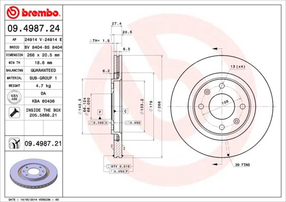 BREMBO Bremsscheibe (09.4987.21)