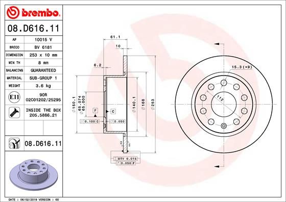 BREMBO Bremsscheibe (08.D616.11)