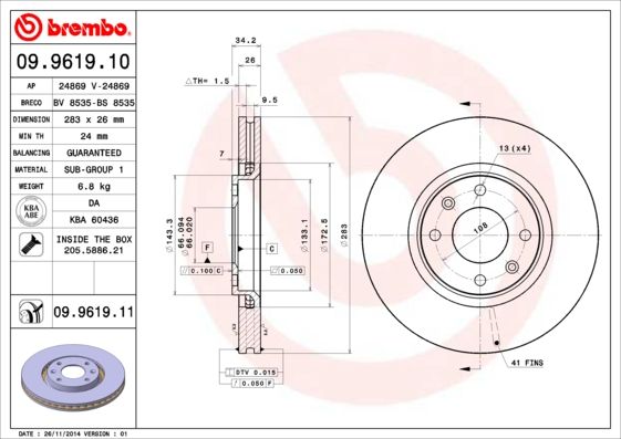 BREMBO Bremsscheibe (09.9619.10)