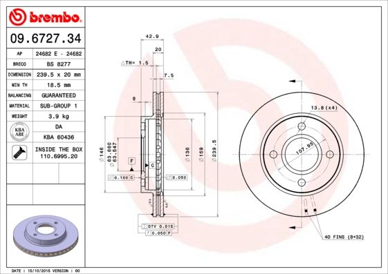 BREMBO Bremsscheibe (09.6727.34)