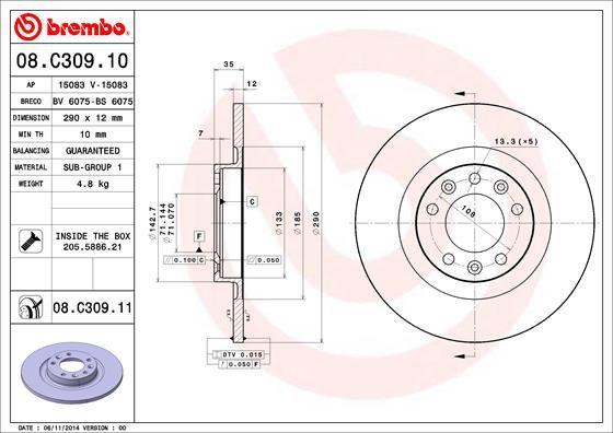 BREMBO Bremsscheibe (08.C309.11)